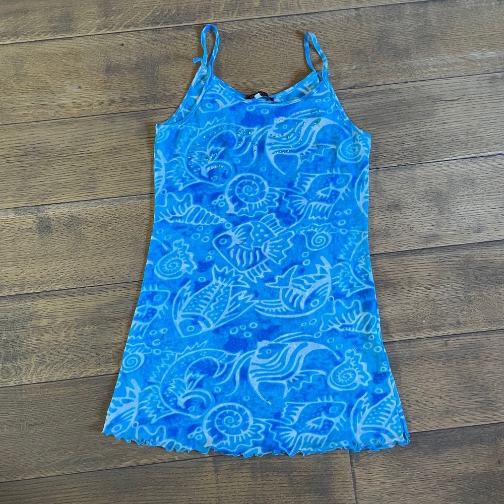 Byblos tunic swim cover top 14 years girls blue crystals